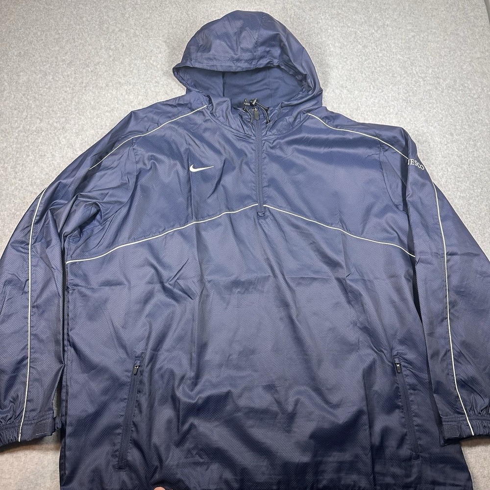 Nike 1/2 Zip Hooded Windbreaker Pullover Jacket Men's XXL Blue 519854-420